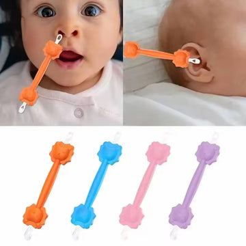 1pcs Baby Ear &Nose Cleaner - Silicone Clean Tweezers Double Headed Random Colours