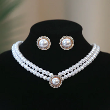3pcs/set Fashion Pearl Pendant Necklace Earrings
