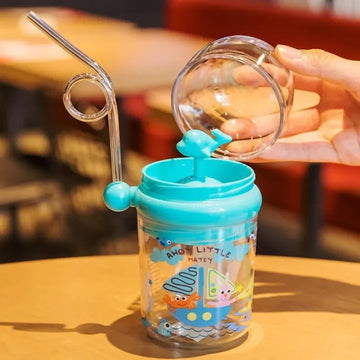 Portable Cartoon Cute Whale Baby Drinking Water Bottle Leak Proof 250ML