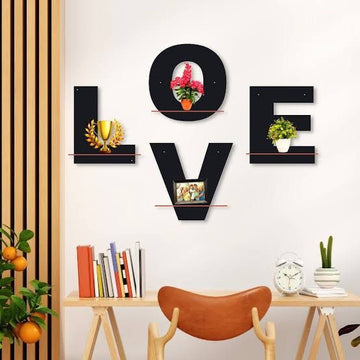 Wall decoration set with show piece shelf pack of 4