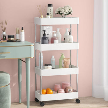 5 Tier Durable Storage Rack with Movable Wheels  Random Colours Box Pack