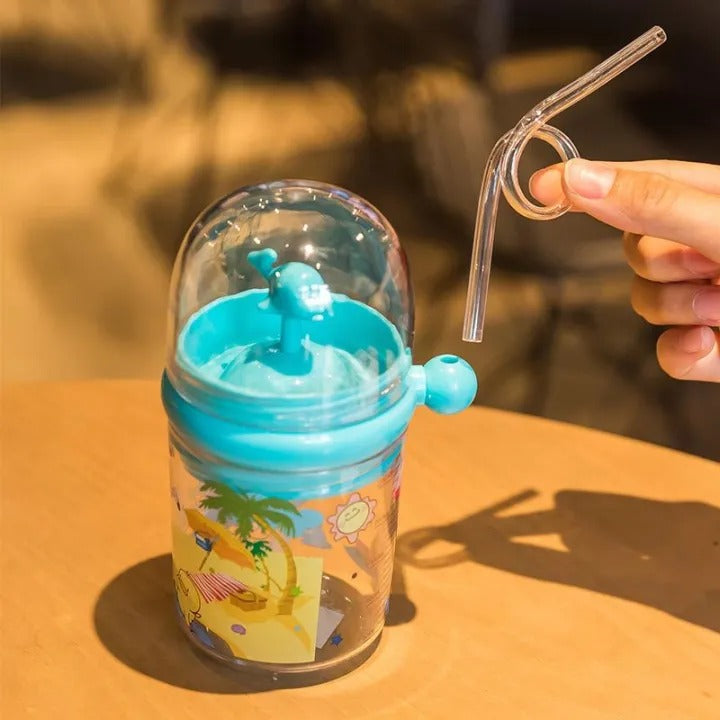 Portable Cartoon Cute Whale Baby Drinking Water Bottle Leak Proof 250ML